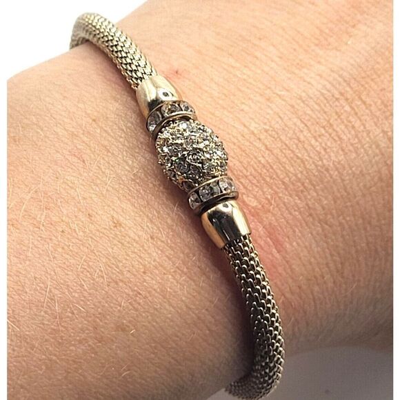 Rhinestone Bead with Stretchy Mesh Bracelet 7.5in - Picture 1 of 5